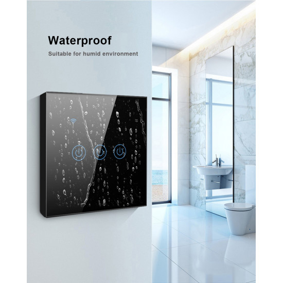 Smart light switch Without and with neutral 3-Ways Black tuya AVATTO-B-TS03 Smart light switch Without and with neutral 3-Ways Black tuya AVATTO-B-TS03
